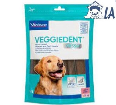 Veggident bocados masticables para prevenir el mal aliento y las enfermedades periodontales. Tamaños L y S.